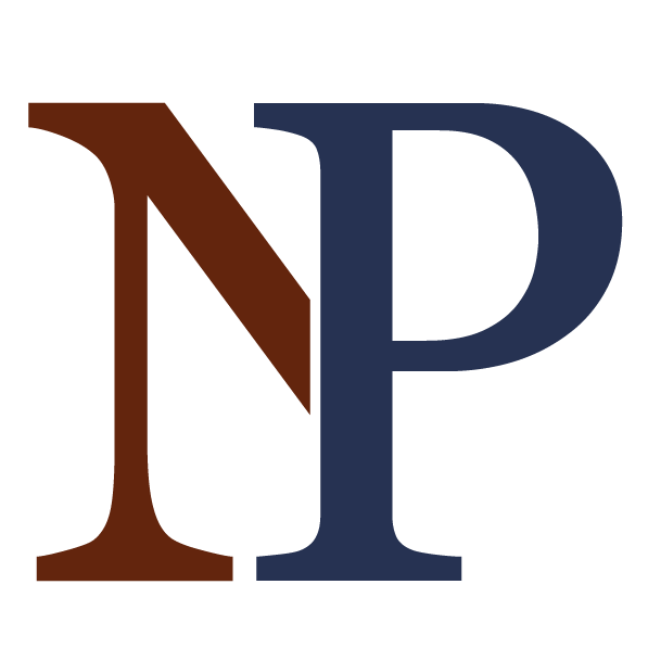 Logo von Nadine Portmann Coaching. Die Buchstaben N in rot und P in blau fliessen ineinander.